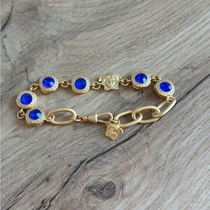 Versace Gold and Blue Stone Bracelet